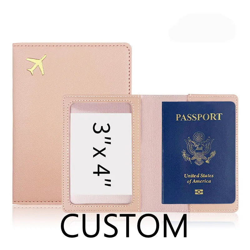 Personalize Initials Passport Holder Gold Airplane Travel Accessory Cover Custom Name Wedding Gift Company Logo Passport Sleeve