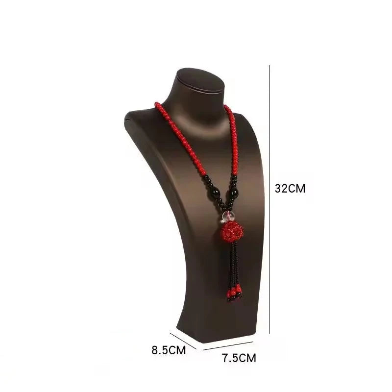 PU Leather Jewelry Display Stand,Luxury Portrait Neck Bust Model for Necklace Pendant Rack, Photo Props & Shop Display Organizer