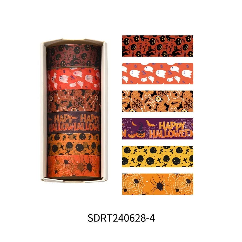 6rolls Happy Halloween Washi Tape Set Pumpkin Ghost Adhesive Paper Masking Tapes Decoration Stickers for Diary Album A7706