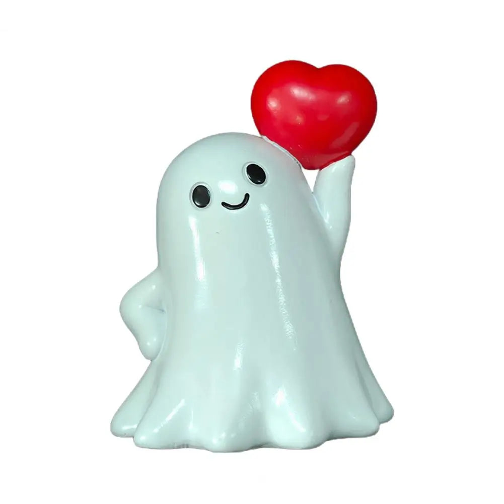 Cute Ghost Decoration Ceramic Ghost Ornament Spooky Halloween Ghost Figurine Resin Desktop Ornament for Home Office for Party