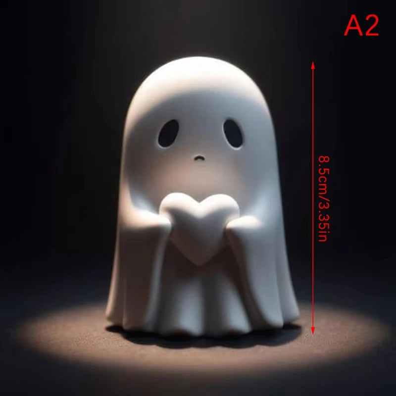 New Halloween Cute White Ghost Middle Finger Cute Ghost Statue Halloween Home Decorations Desk Decorations Small Ornaments