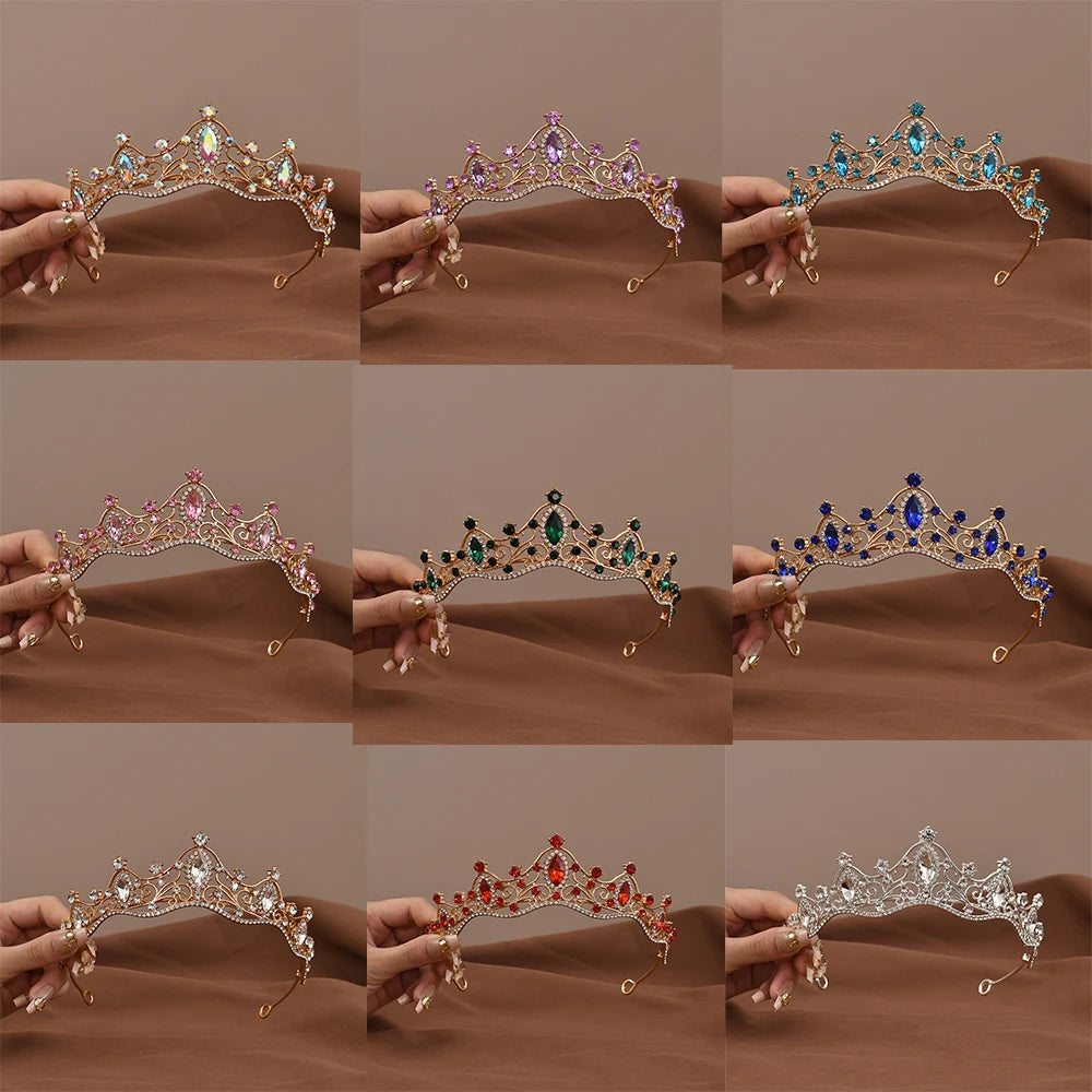 Princess Queen Vintage Baroque Crystal Crown Rhinestone Tiara For Women Bridal Weeding Party Prom Jewelry Hair Accessories