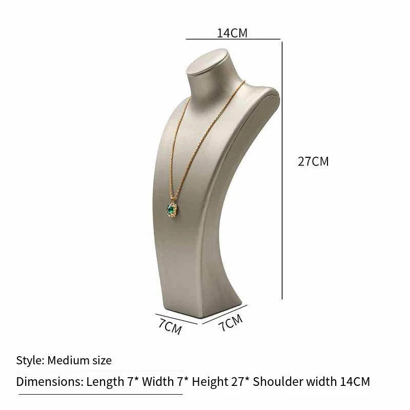 PU Leather Jewelry Display Stand,Luxury Portrait Neck Bust Model for Necklace Pendant Rack, Photo Props & Shop Display Organizer