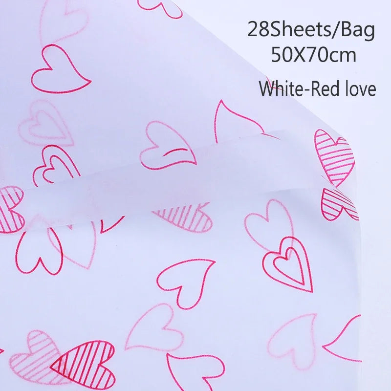 500*700 MM Gift Wrapping Paper DIY Handmade Craft Star Love Dot Pattern Tissue Paper 28 Sheets/lot Floral Packaging Material