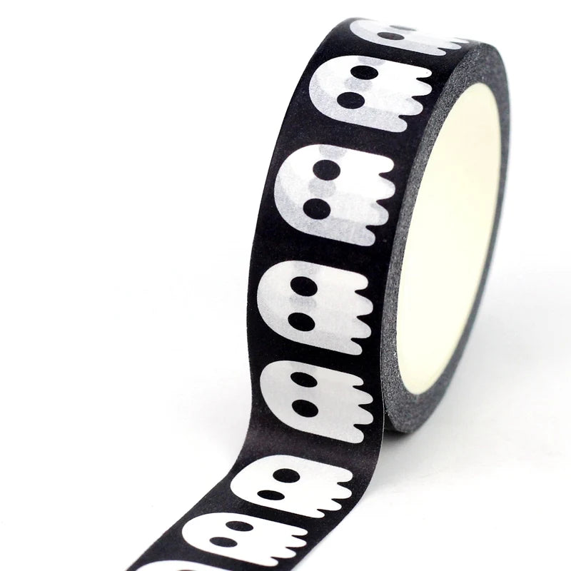 NEW 1PC 10M Deco Halloween Ghosts Skull Spider Web BW Washi Tape Set for Scrapbooking Journaling Masking Tape Cute Stationery