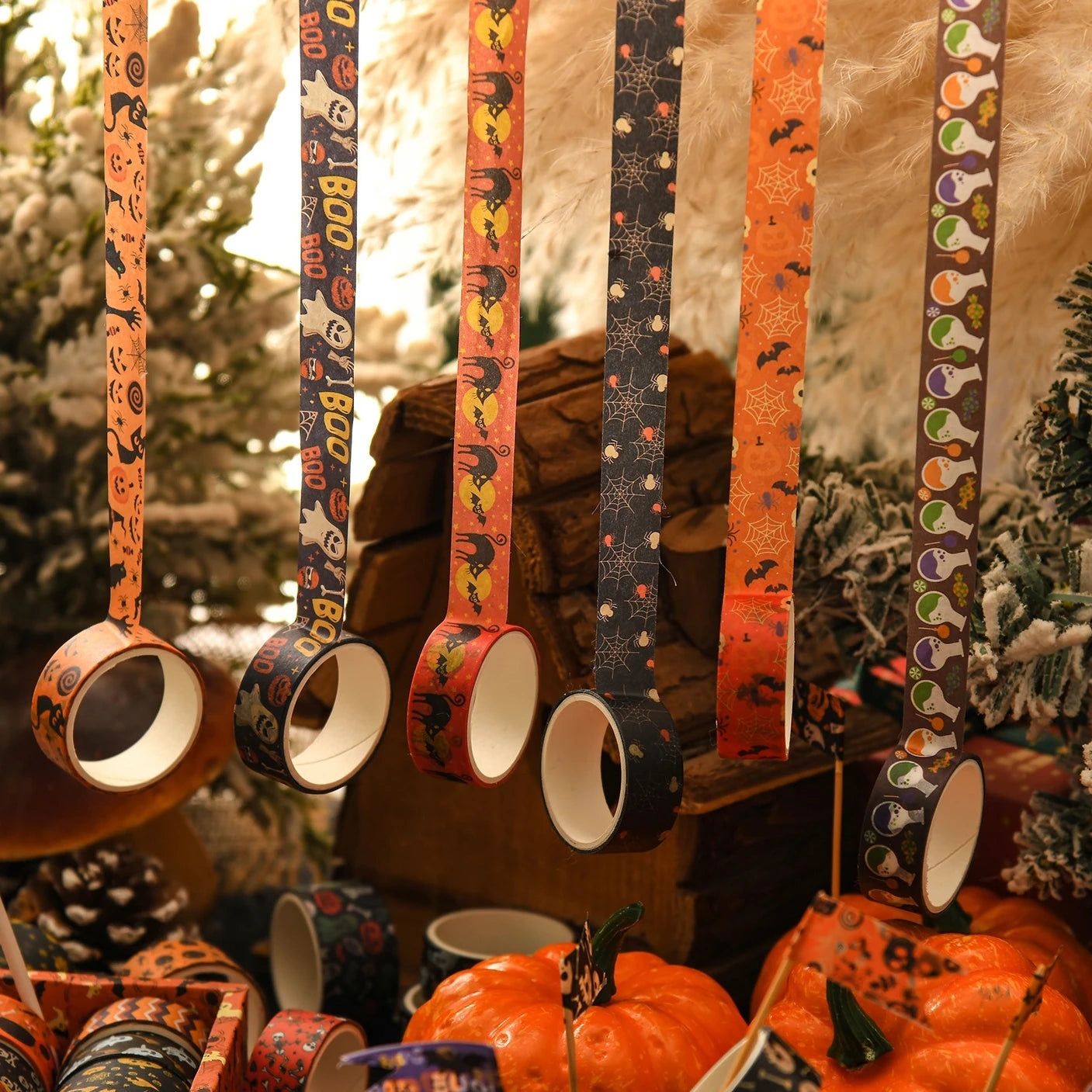 6rolls Happy Halloween Washi Tape Set Pumpkin Ghost Adhesive Paper Masking Tapes Decoration Stickers for Diary Album A7706