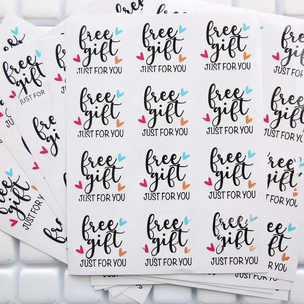 120pcs Just for You Free Labels Stickers Gift Thank You Small Business Stickers Irregular Shape Handmade Label for Packaging