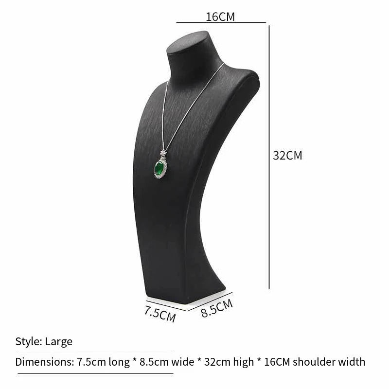 PU Leather Jewelry Display Stand,Luxury Portrait Neck Bust Model for Necklace Pendant Rack, Photo Props & Shop Display Organizer