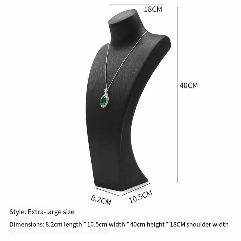 PU Leather Jewelry Display Stand,Luxury Portrait Neck Bust Model for Necklace Pendant Rack, Photo Props & Shop Display Organizer