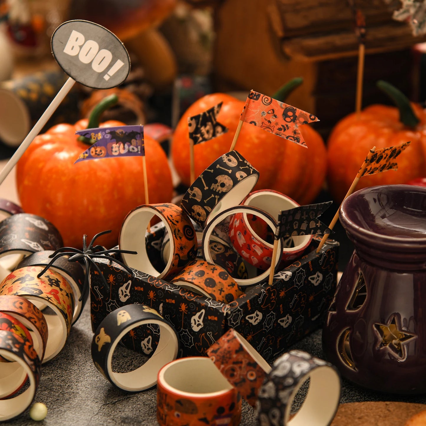 6rolls Happy Halloween Washi Tape Set Pumpkin Ghost Adhesive Paper Masking Tapes Decoration Stickers for Diary Album A7706