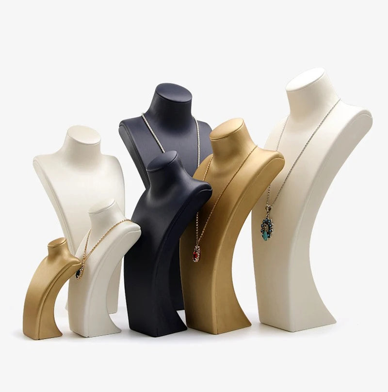 PU Leather Jewelry Display Stand,Luxury Portrait Neck Bust Model for Necklace Pendant Rack, Photo Props & Shop Display Organizer