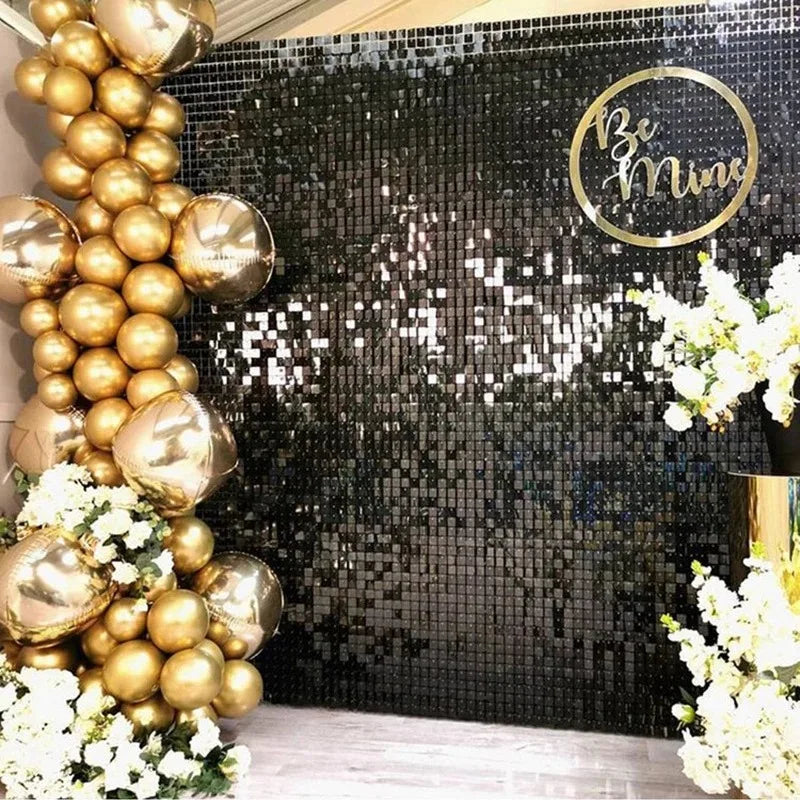 12/16/18/24PCS Shimmer Wall Backdrops silvery Square Sequin Wall Panel Backdrops Party Backdrops for Wedding Birthday Decor