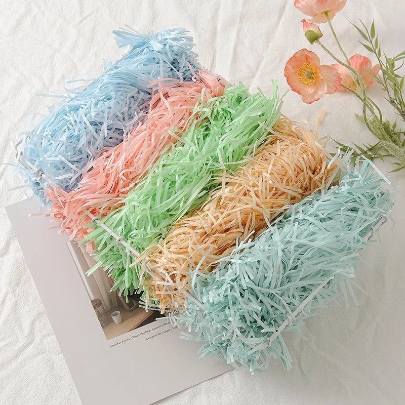 100g Colorful Raffia Shredded Paper Candy Boxes DIY Gift Box Filling Material Tissue Party Gift Packaging Filler Decor