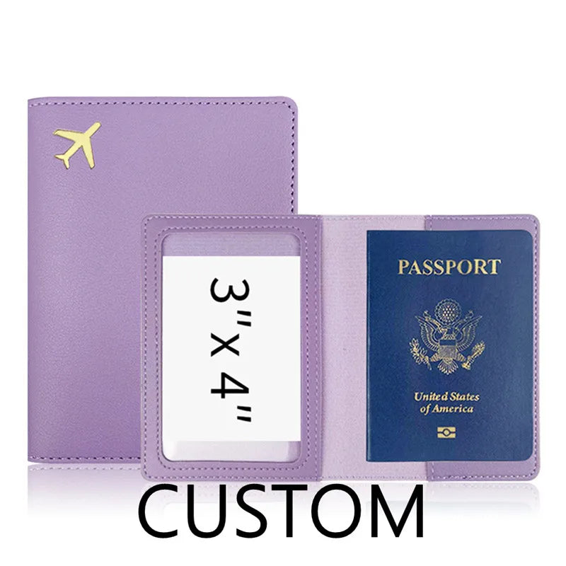 Personalize Initials Passport Holder Gold Airplane Travel Accessory Cover Custom Name Wedding Gift Company Logo Passport Sleeve