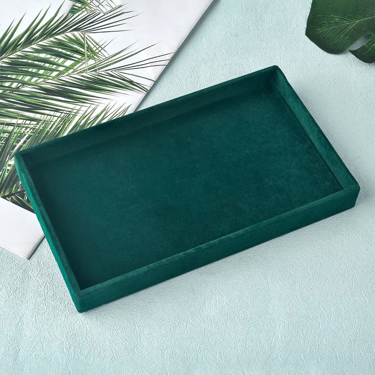 Black/Dark Green Flannel Jewelry Storage Box Household Drawer Earring Necklace Ring Tray Head Rope Ear Clip Display Storage Tray