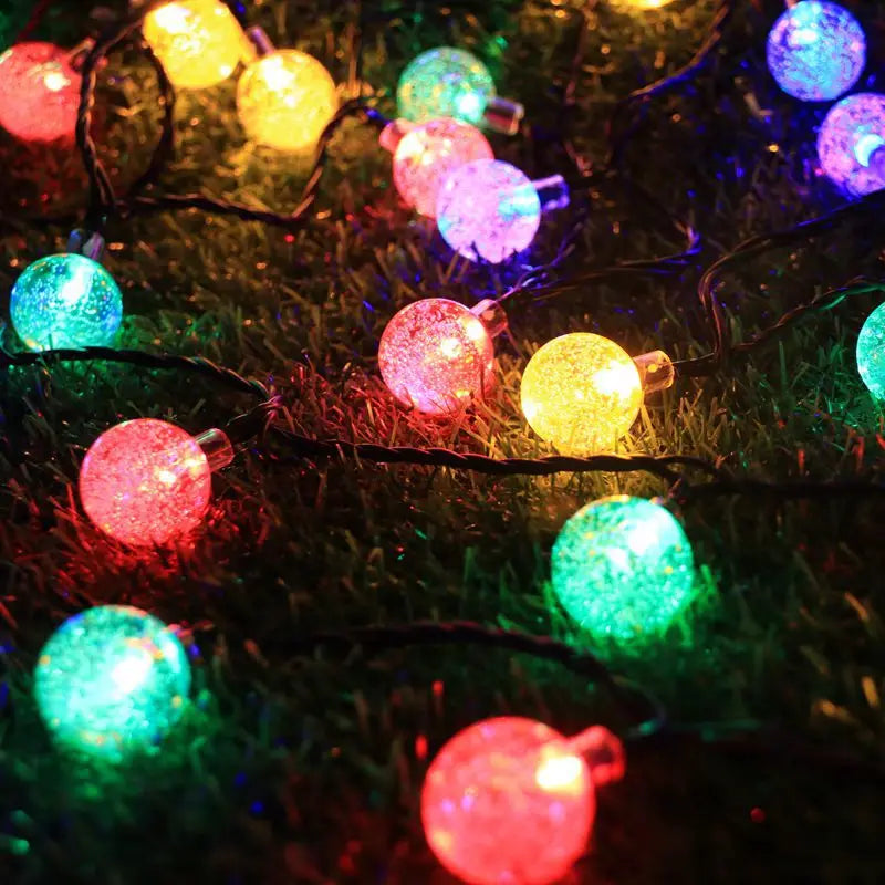 20/50/100 LED Solar String Lights, Warm White, Outdoor Crystal Globe Lights, Waterproof Solar Festoon Fairy Light For Garden