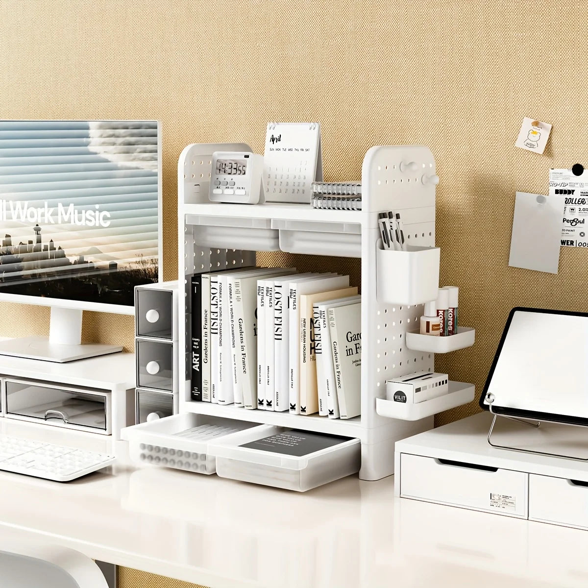 White Double-layer Desktop Storage Organizer