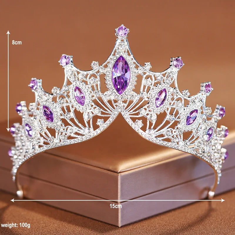Bridal Headwear Noble Dazzling Silver-Colour Ladies' Crystal Crown Rhinestone Tiara Designed For Wedding Party