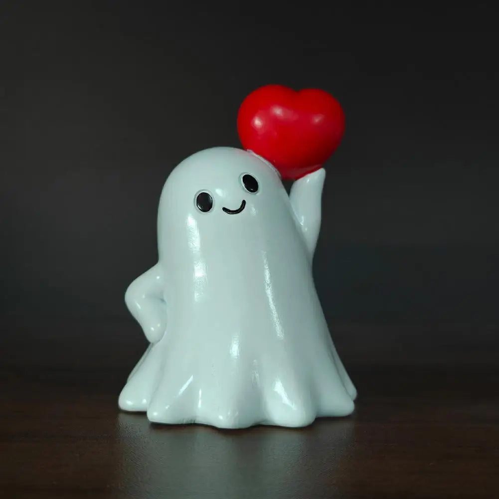 Cute Ghost Decoration Ceramic Ghost Ornament Spooky Halloween Ghost Figurine Resin Desktop Ornament for Home Office for Party