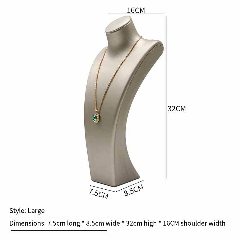 PU Leather Jewelry Display Stand,Luxury Portrait Neck Bust Model for Necklace Pendant Rack, Photo Props & Shop Display Organizer