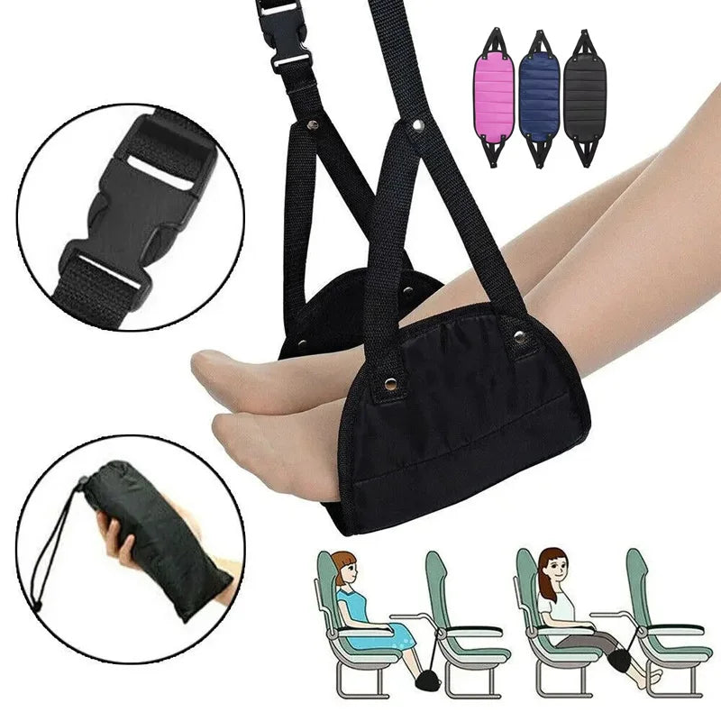 Portable Adjustable Footrest Hammock for Airplane Travel Long Flight Bus Train Office Travel Accessories for Leg Rest Foot Sling