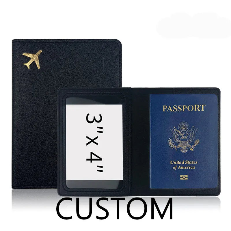 Personalize Initials Passport Holder Gold Airplane Travel Accessory Cover Custom Name Wedding Gift Company Logo Passport Sleeve