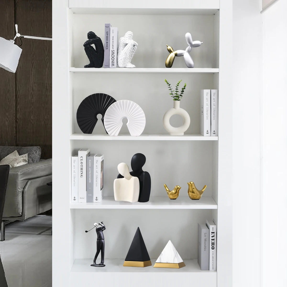 Nordic Luxury Abstract Sculpture Office Decoration Cabinet Bookcase