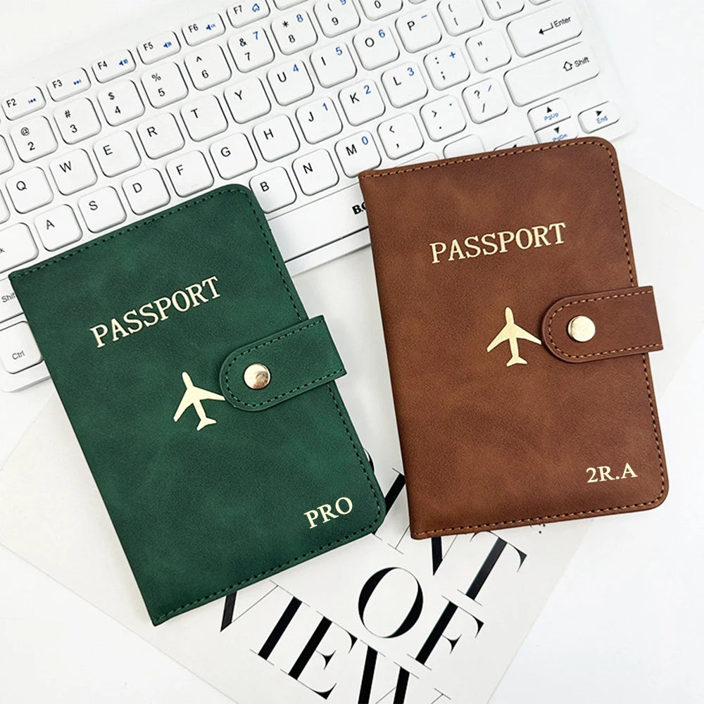 Personalize Name Travel Passport Wallet Luxury Airplane Men Business Passport Cover Custom Name Gift Women Travel Accessories