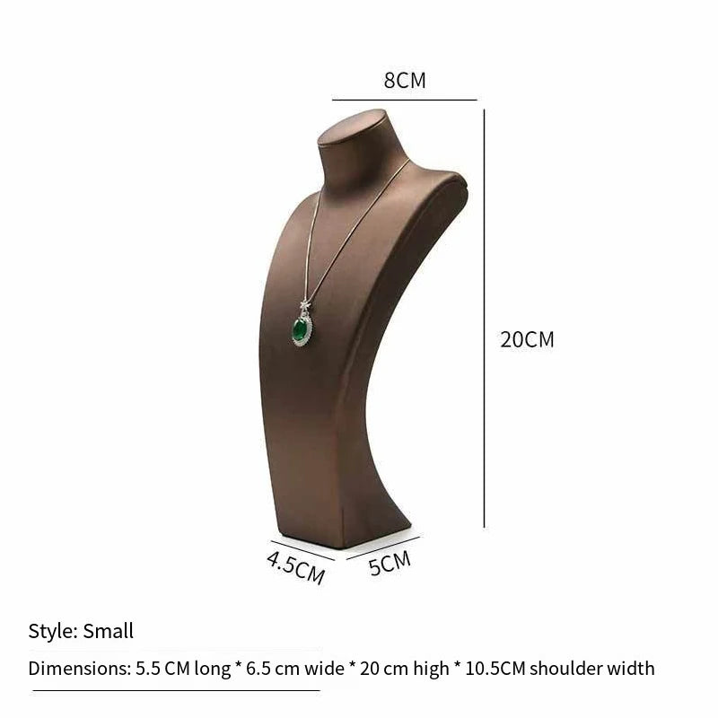 PU Leather Jewelry Display Stand,Luxury Portrait Neck Bust Model for Necklace Pendant Rack, Photo Props & Shop Display Organizer