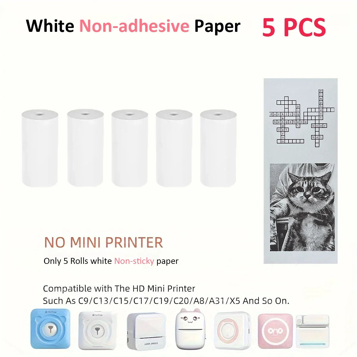 Thermal Mini Printer Portable Inkless Sticker Cut Small Pocket Printer