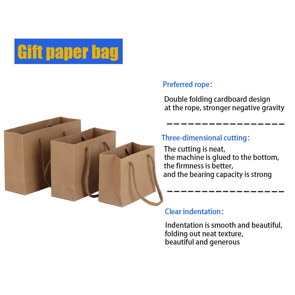 10Pcs Simple Portable Gift bag Hardpaper Bag Jewelry Packaging Paper Bag Business Wholesale Gift Bag