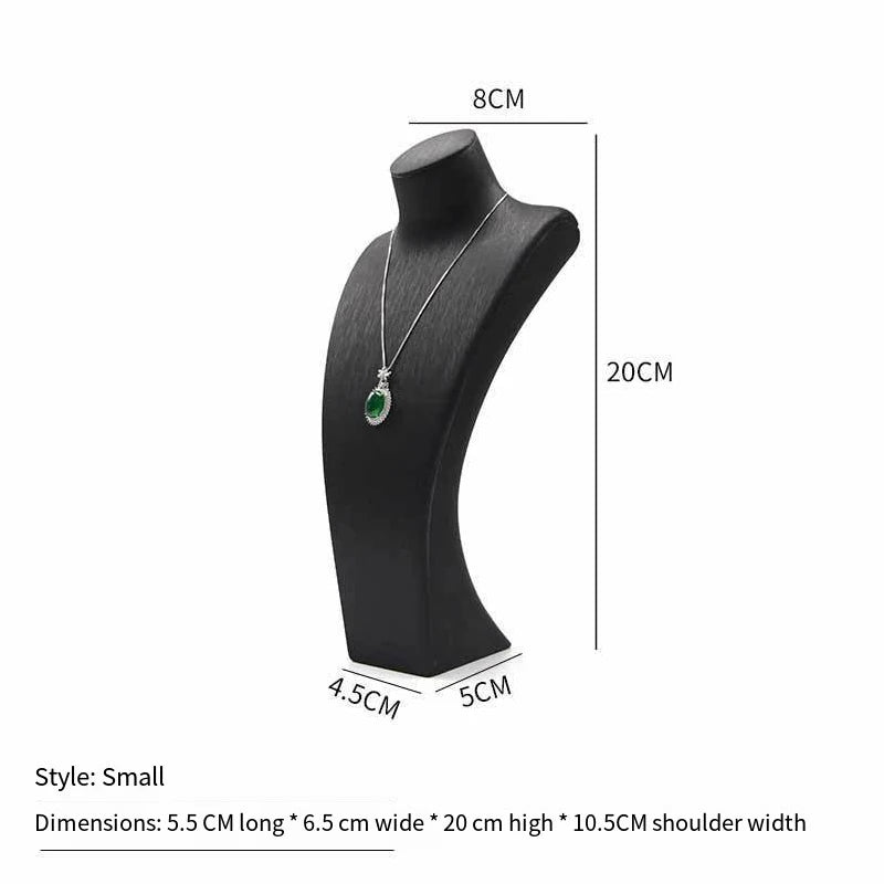 PU Leather Jewelry Display Stand,Luxury Portrait Neck Bust Model for Necklace Pendant Rack, Photo Props & Shop Display Organizer