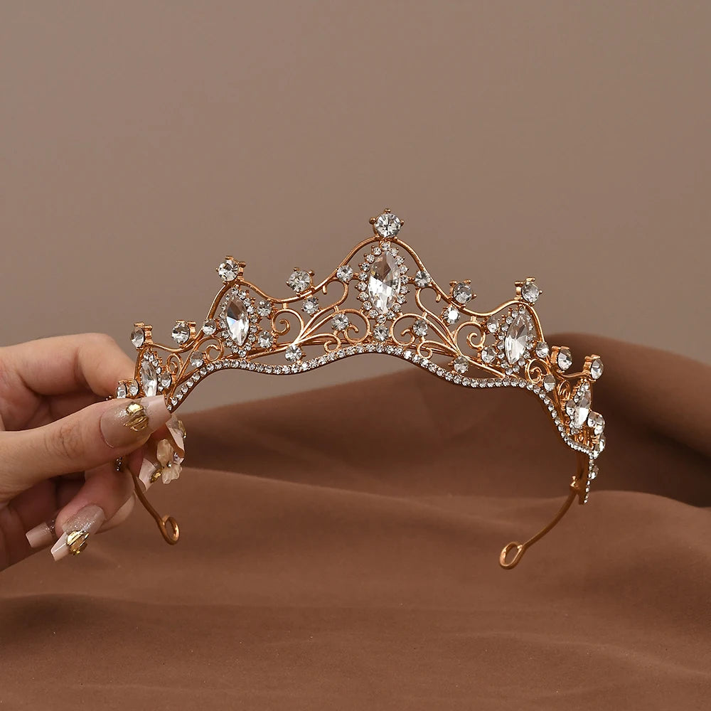 Princess Queen Vintage Baroque Crystal Crown Rhinestone Tiara For Women Bridal Weeding Party Prom Jewelry Hair Accessories