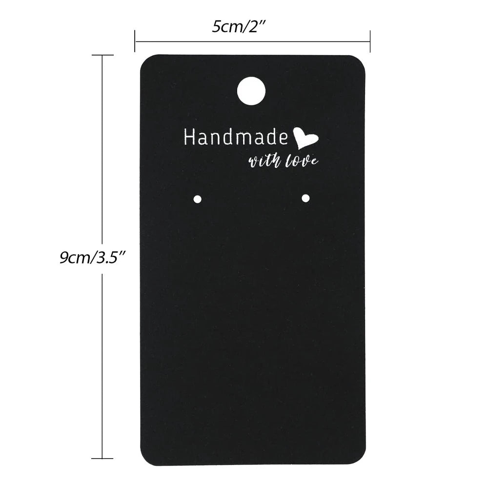 50pcs 5x9cm Earring Display Cards Handmade with Love Holders for Ear Stud Jewelry Selling Small Business Packaging Supplies