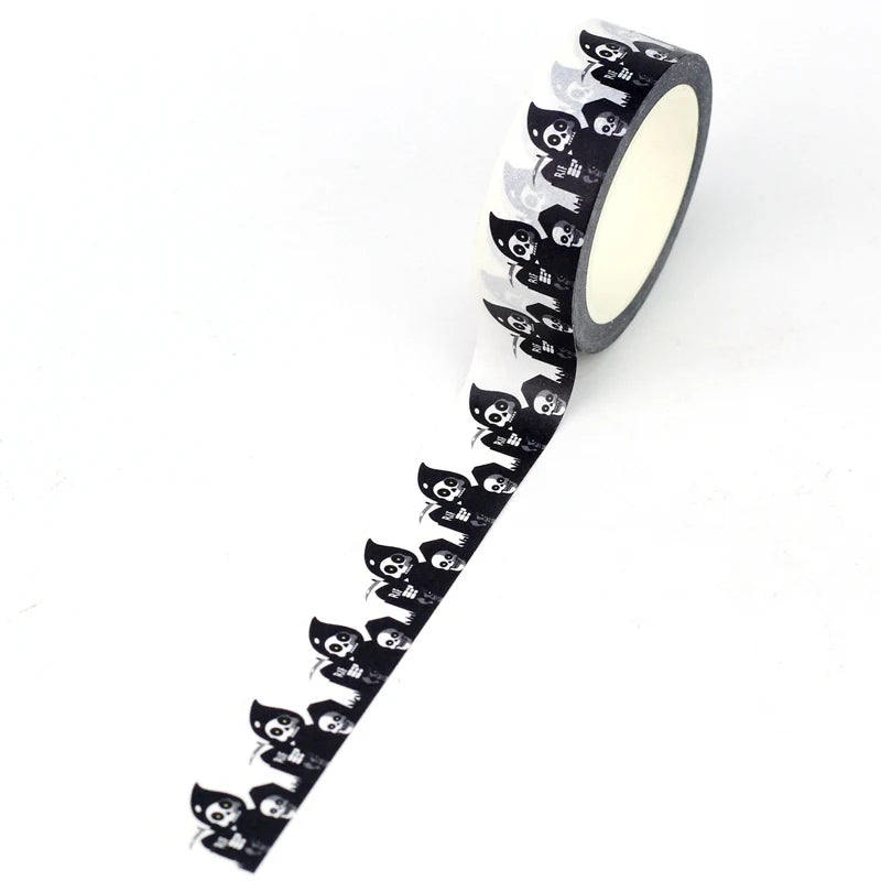 NEW 1PC 10M Deco Halloween Ghosts Skull Spider Web BW Washi Tape Set for Scrapbooking Journaling Masking Tape Cute Stationery