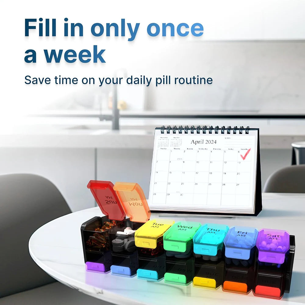 Extra Large Weekly Pill Organizer 2 Times a Day Am Pm 7 Day Oversized Daily Vitamin Organizer Pill Container Medicine Holder