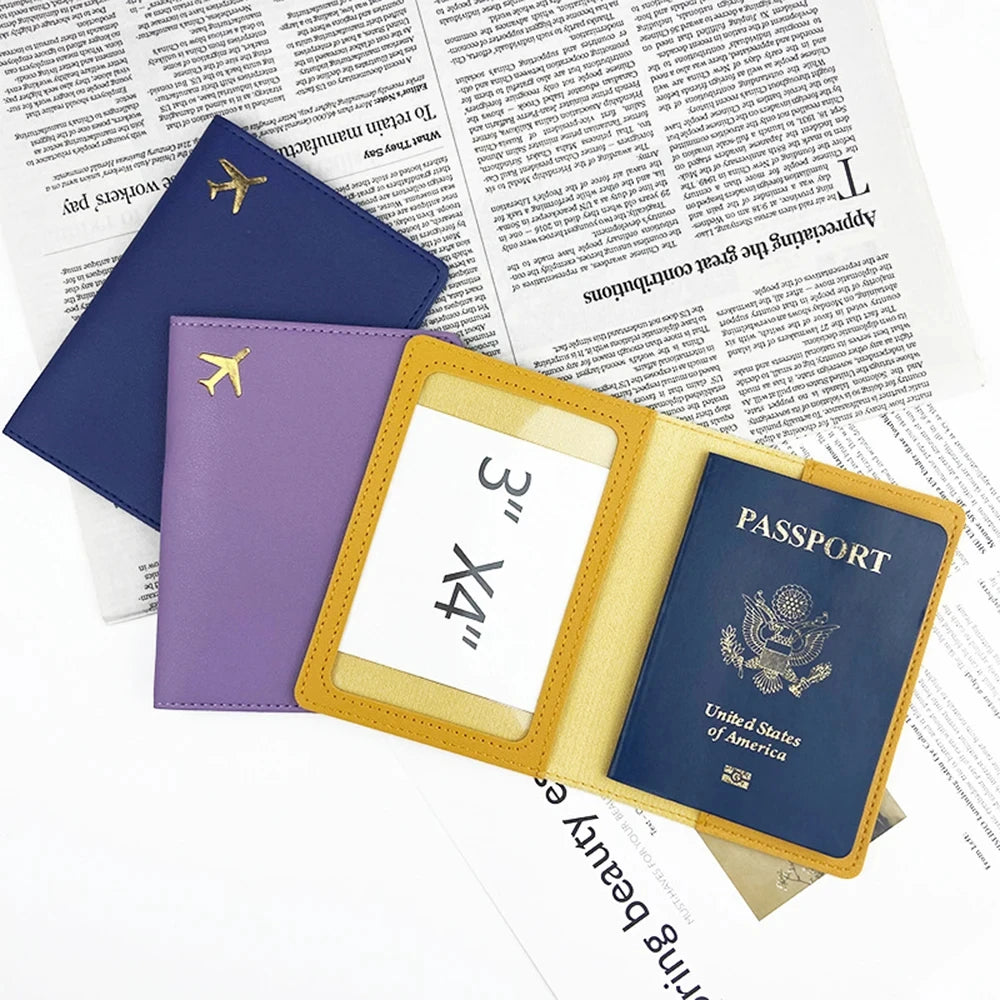 Personalize Initials Passport Holder Gold Airplane Travel Accessory Cover Custom Name Wedding Gift Company Logo Passport Sleeve
