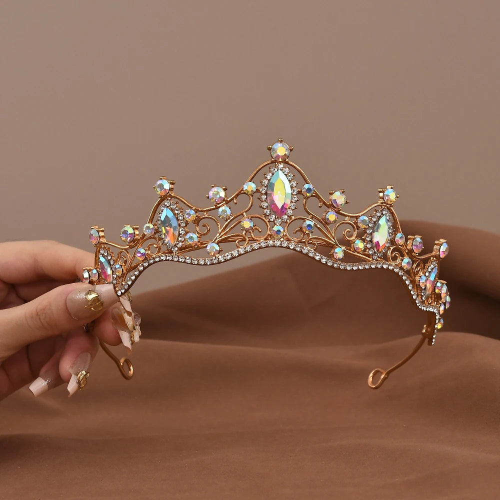 Princess Queen Vintage Baroque Crystal Crown Rhinestone Tiara For Women Bridal Weeding Party Prom Jewelry Hair Accessories