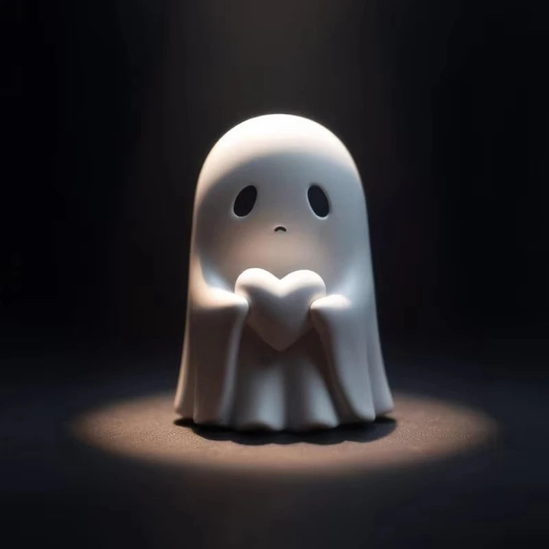 New Halloween Cute White Ghost Middle Finger Cute Ghost Statue Halloween Home Decorations Desk Decorations Small Ornaments