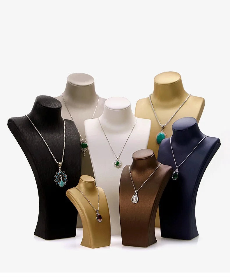 PU Leather Jewelry Display Stand,Luxury Portrait Neck Bust Model for Necklace Pendant Rack, Photo Props & Shop Display Organizer
