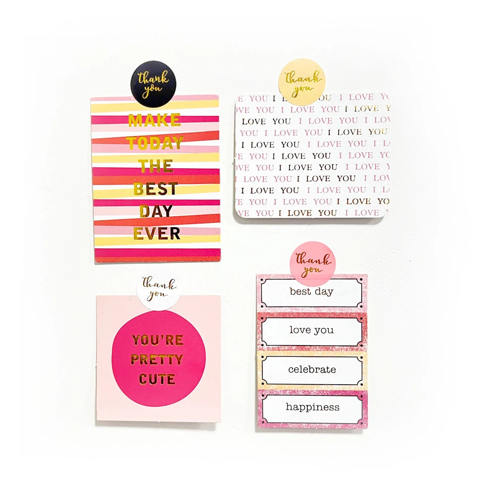 Thank You For The Stickers Stickers Pink And Black Hot Stamping Sealing Envelope Gift, Wedding Roll Up And Circular Shape