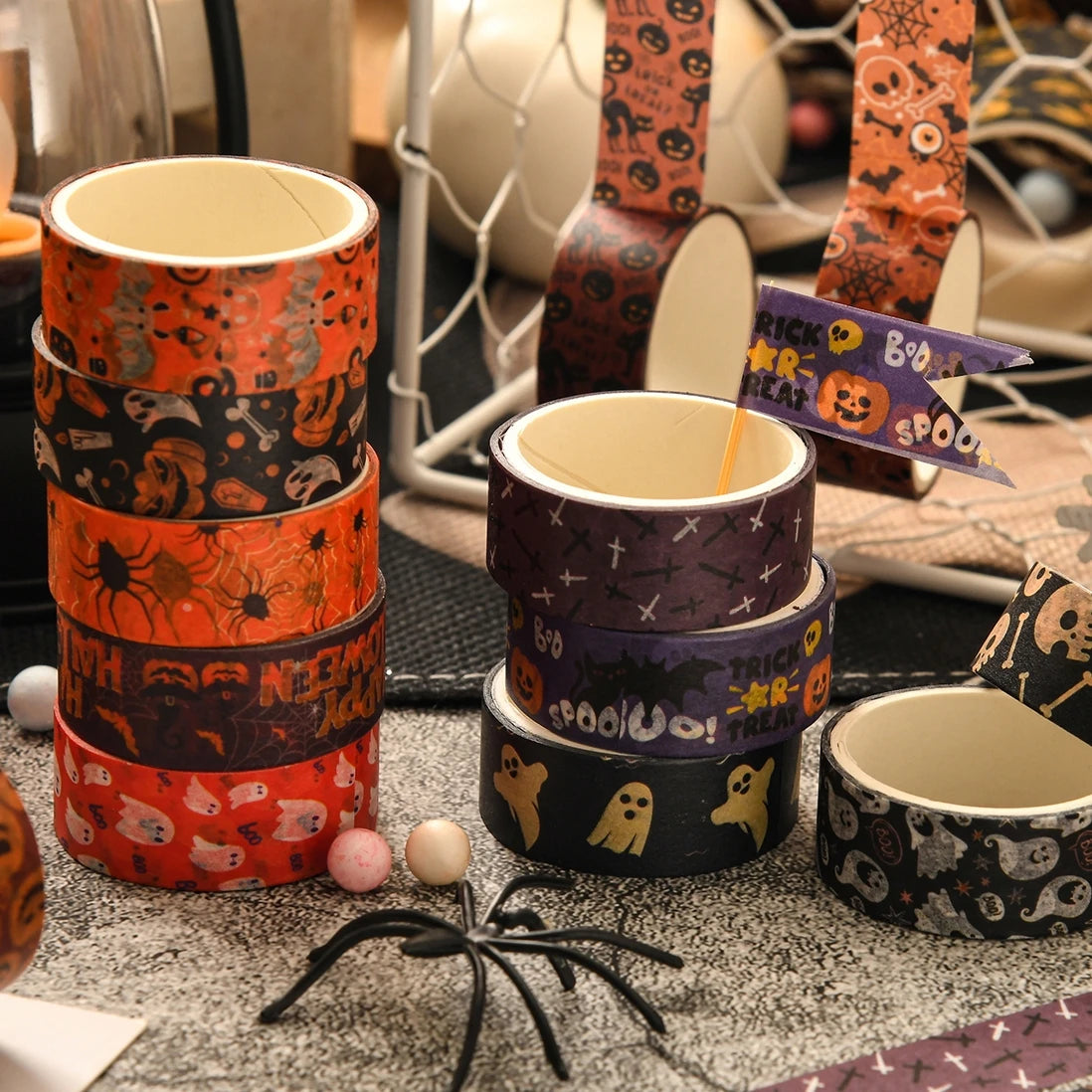 6rolls Happy Halloween Washi Tape Set Pumpkin Ghost Adhesive Paper Masking Tapes Decoration Stickers for Diary Album A7706