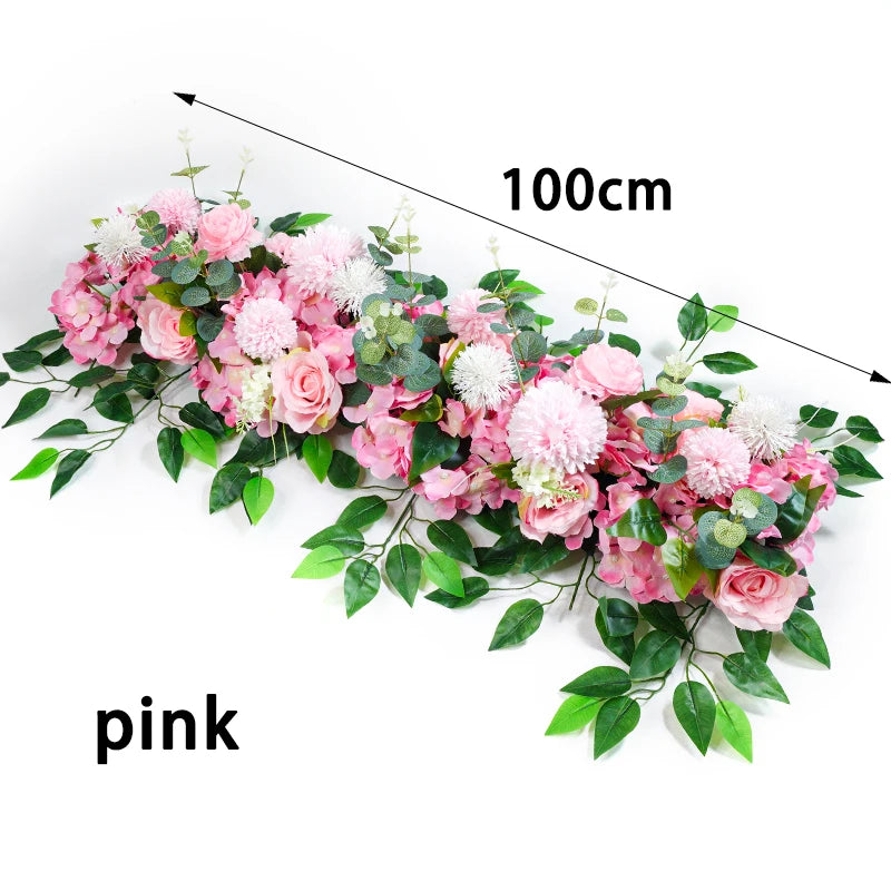 100cm DIY Wedding Flower Wall Decor Arrangement Supplies Silk Peony Rose Artificial Flower Row Decoration Wedding Arch Backdrop