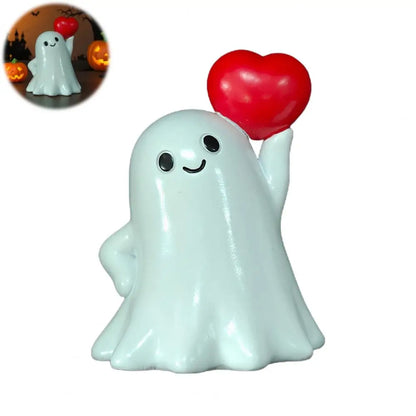 Cute Ghost Decoration Ceramic Ghost Ornament Spooky Halloween Ghost Figurine Resin Desktop Ornament for Home Office for Party