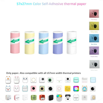 Thermal Mini Printer Portable Inkless Sticker Cut Small Pocket Printer
