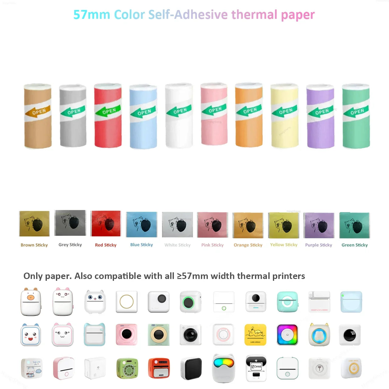Thermal Mini Printer Portable Inkless Sticker Cut Small Pocket Printer