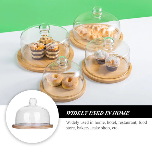 Dessert Display Tray Cake Glass Cover Transparent Food Protector Serving Tray For Home Hotel Restaurant Bakery Store Kitchen Bar