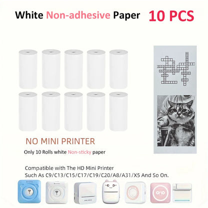 Thermal Mini Printer Portable Inkless Sticker Cut Small Pocket Printer