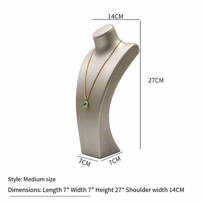 PU Leather Jewelry Display Stand,Luxury Portrait Neck Bust Model for Necklace Pendant Rack, Photo Props & Shop Display Organizer