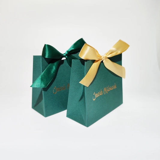 Mini Umrah Mubarak Gift Candy Box Set Green Eid Mubarak Paper BagParty Favor Gift Box Muslim Islamic Party Supplies